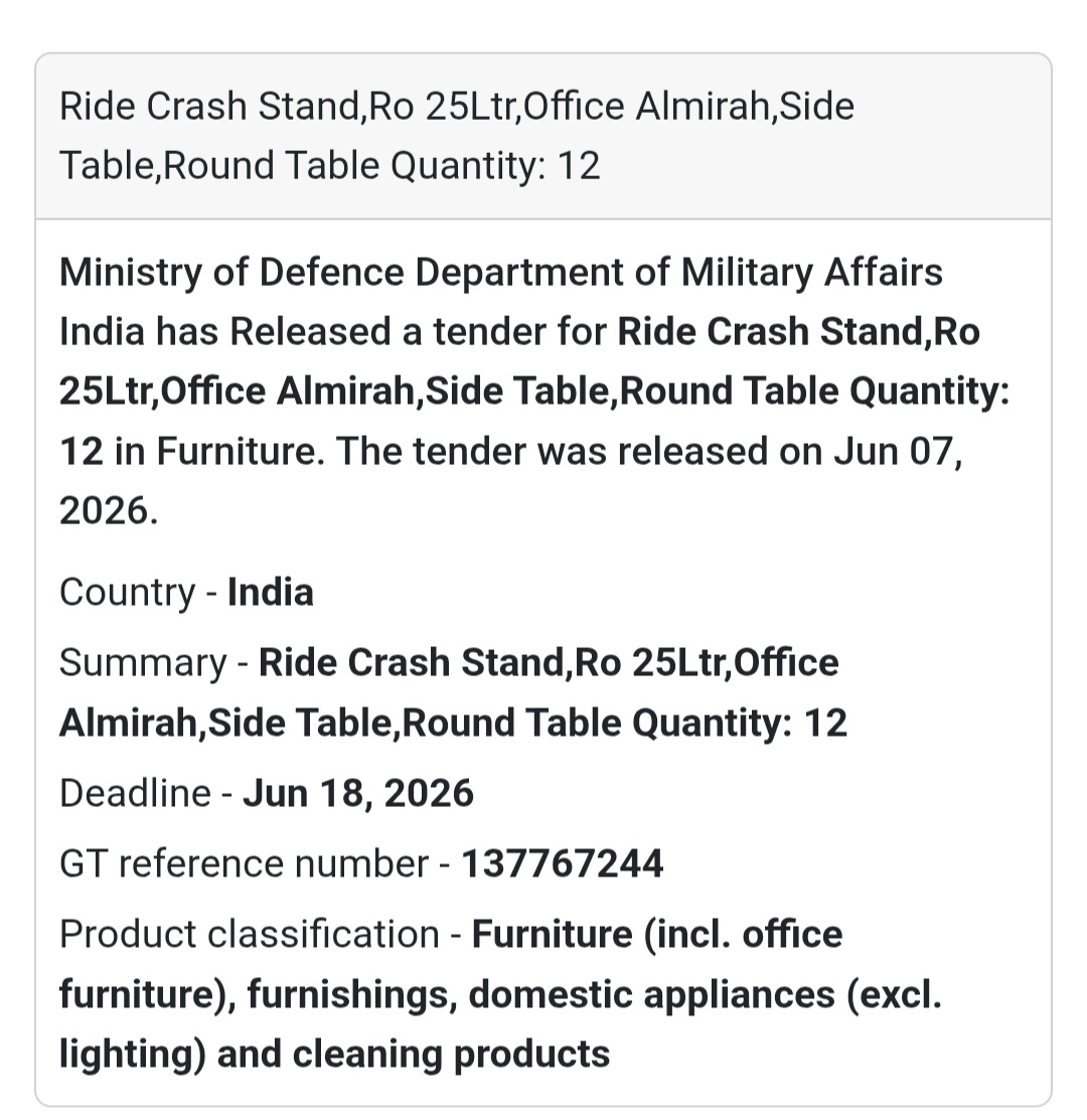 📍 India | Ride Crash Stand, Office Almirah & Furniture Items