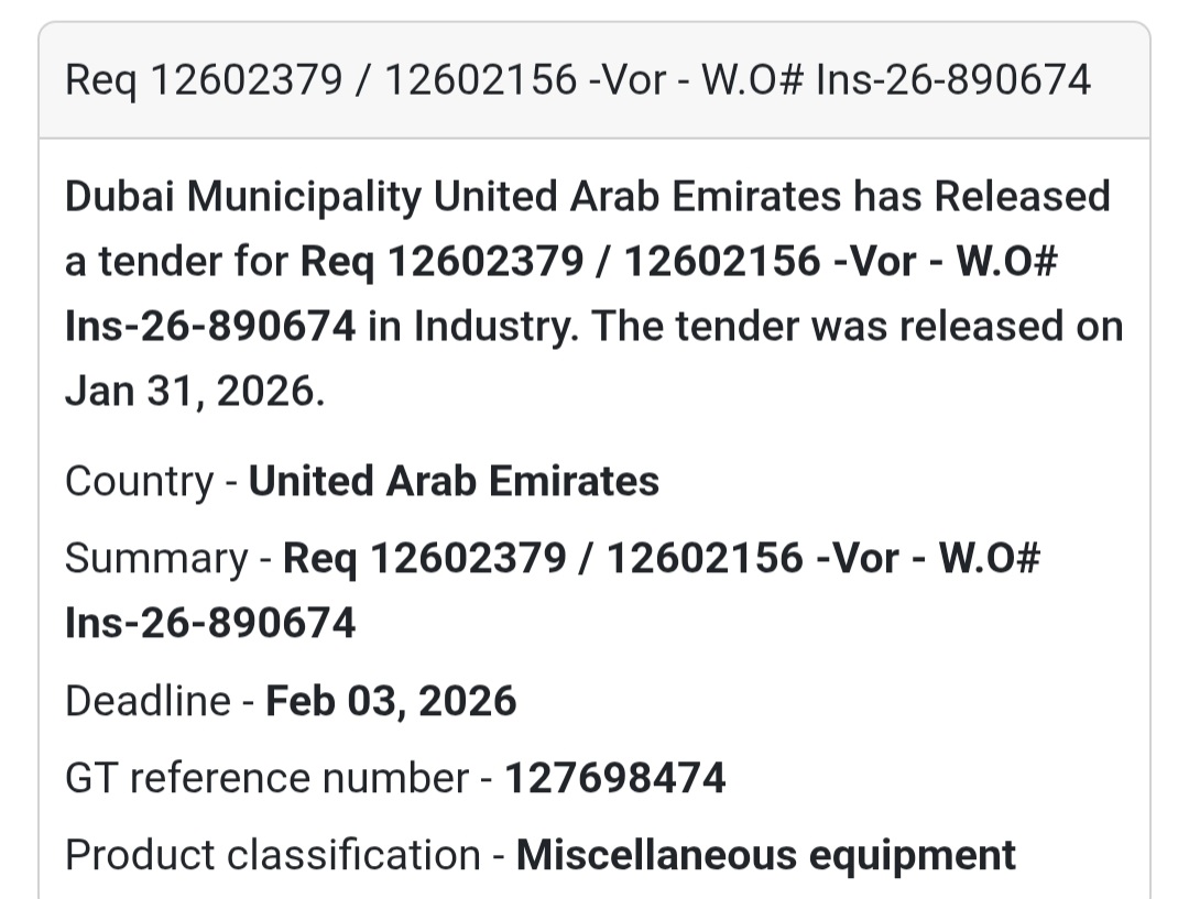 🏭 Industrial Equipment Requirement (Req 12602379 / 12602156)