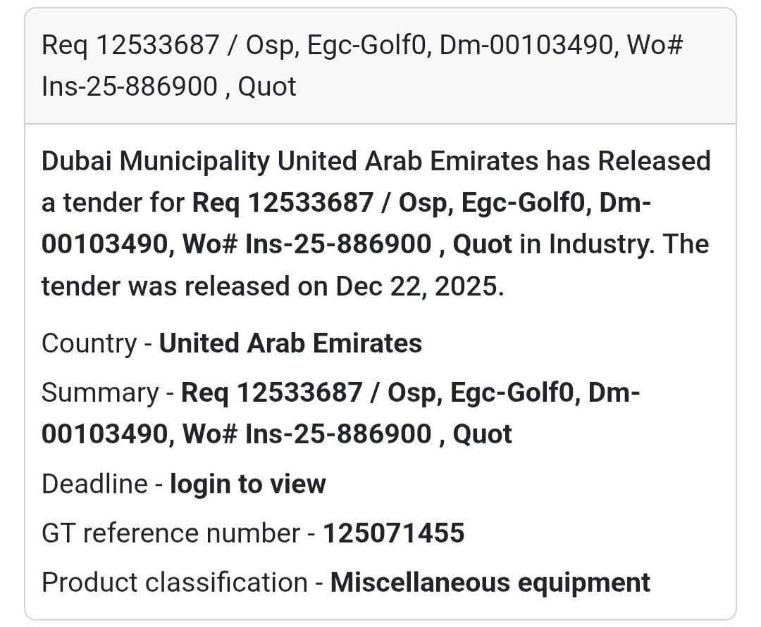 Industrial Equipment Supply | Dubai Municipality