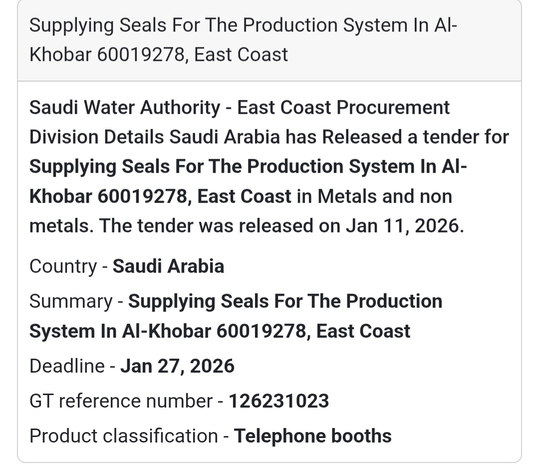 🔩 INDUSTRIAL SEALS SUPPLY – AL-KHOBAR