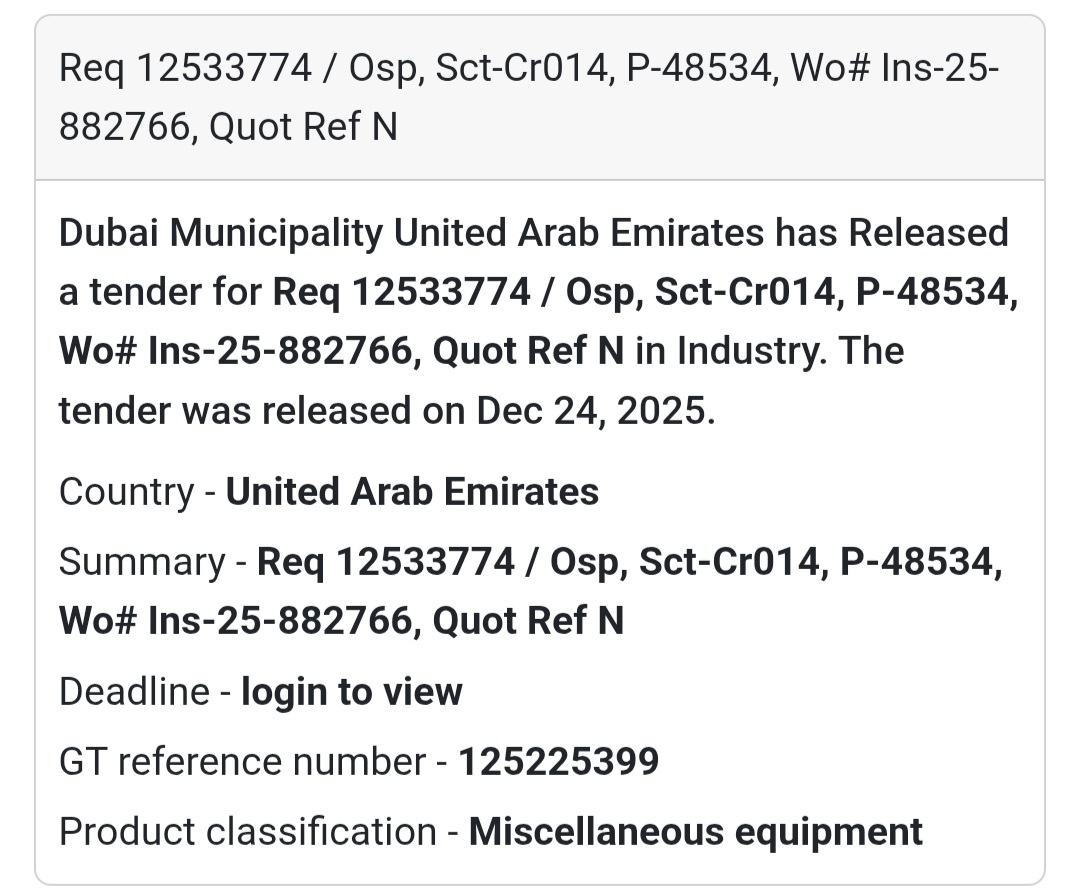 🏗️ Industry Equipment Procurement | UAE 🇦🇪