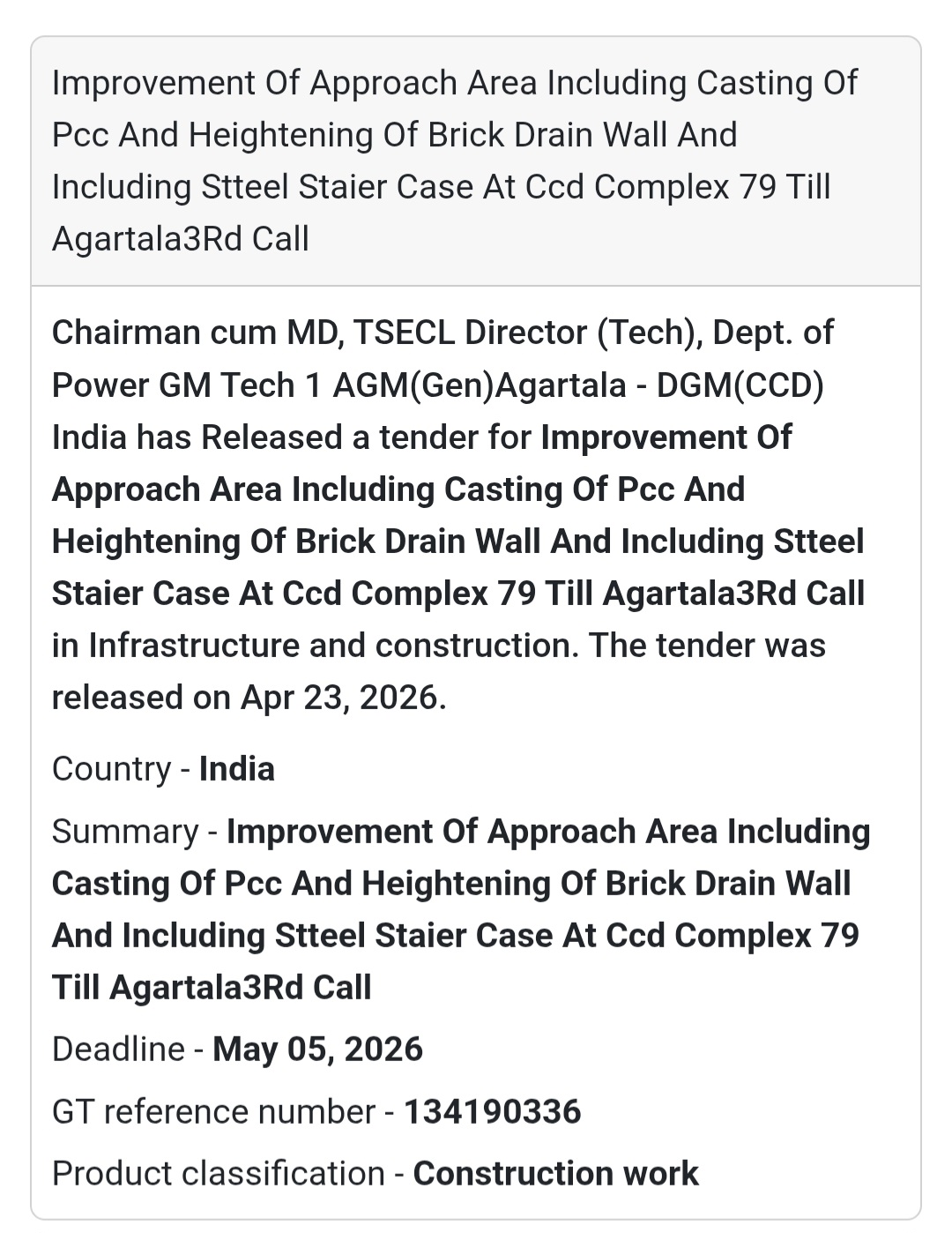🛠️ Infrastructure Improvement – Agartala