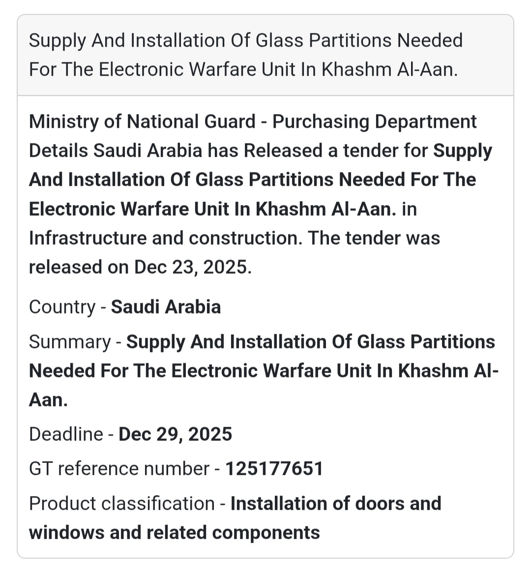 🏗️ Infrastructure & Installation Tender – Saudi Arabia 🇸🇦