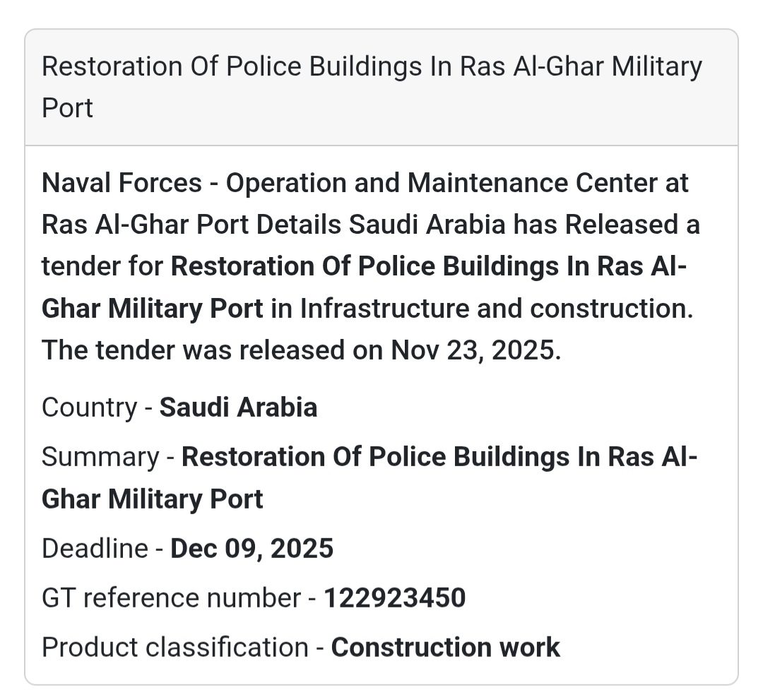 🚧 Infrastructure Tender Alert – Saudi Arabia