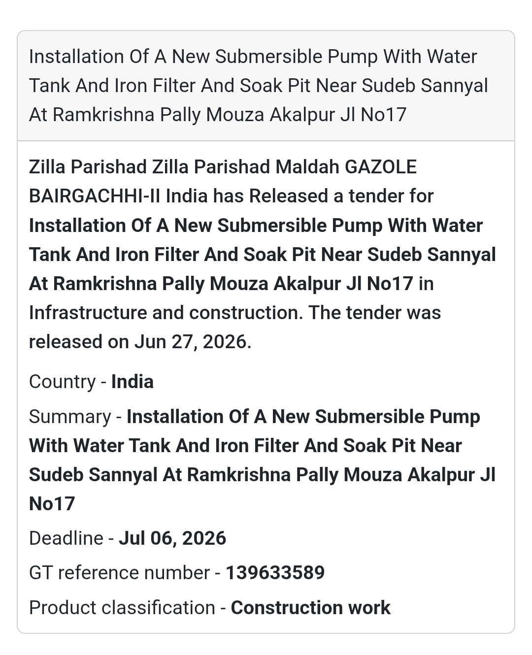 💧 Installation of a New Submersible Pump with Water Tank, Iron Filter & Soak Pit | 📍Ramkrishna Pally, Akalpur, Gazole, Malda