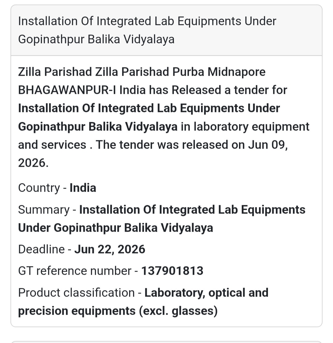 🔬 Installation of Integrated Lab Equipment | 📍 Bhagawanpur-I, Purba Medinipur, West Bengal