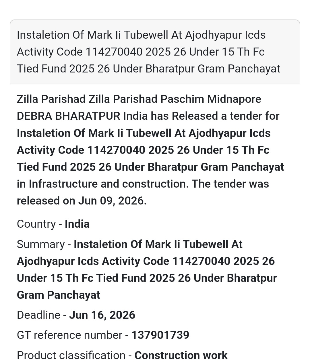 🚰 Installation of Mark-II Tubewell at Ajodhyapur ICDS Centre | 📍 Debra,