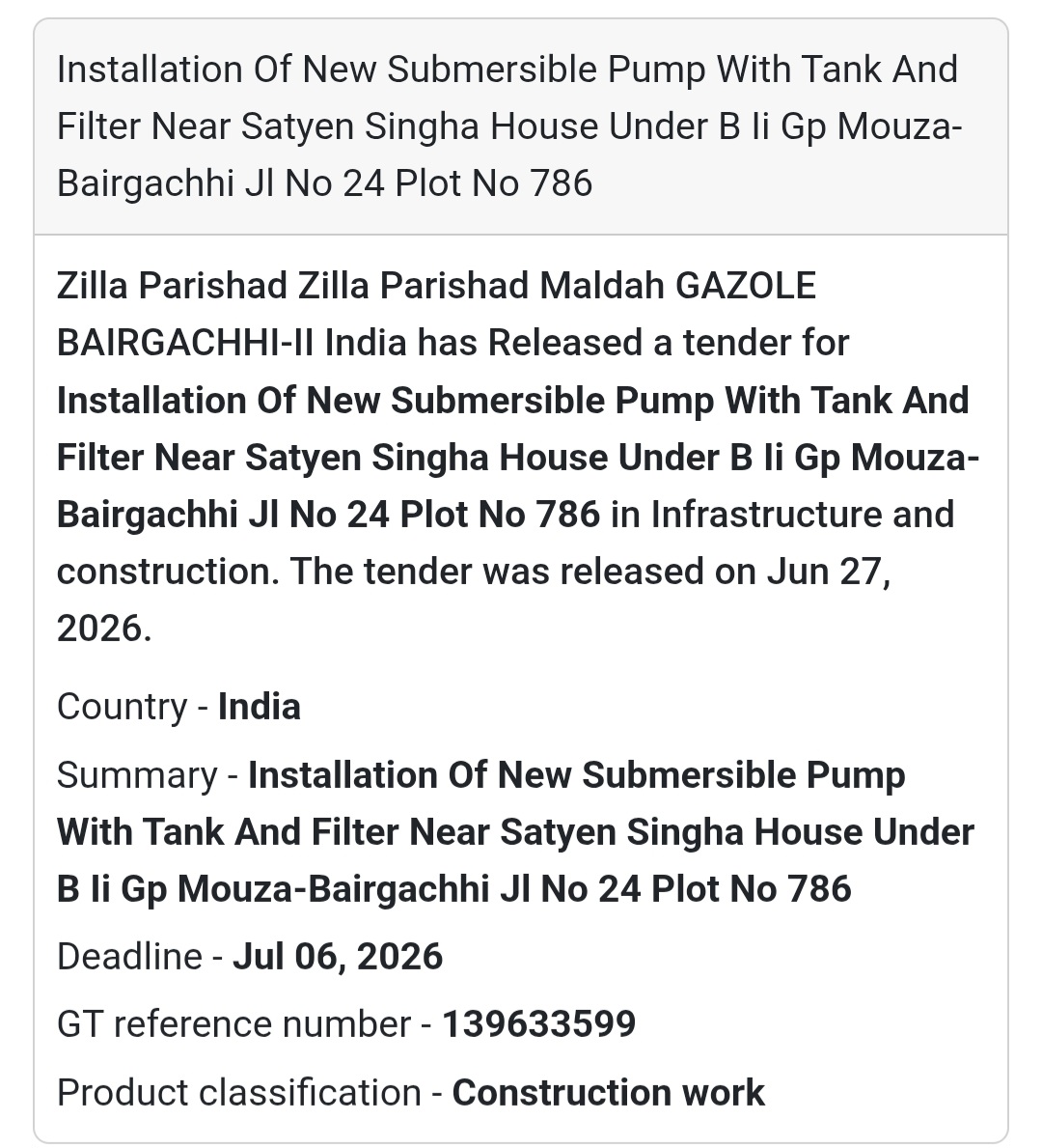 💧 Installation of New Submersible Pump with Tank & Filter | 📍Bairgachhi, Gazole, Malda