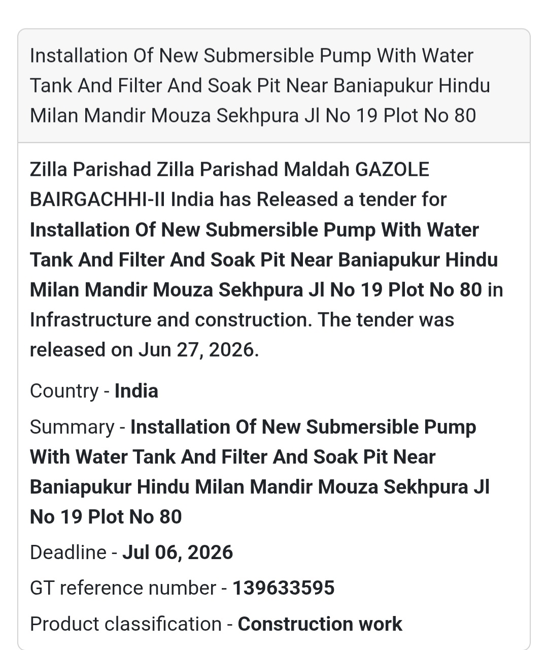 💧 Installation of New Submersible Pump with Water Tank, Filter & Soak Pit | 📍Baniapukur Hindu Milan Mandir, Sekhpura, Gazole, Malda