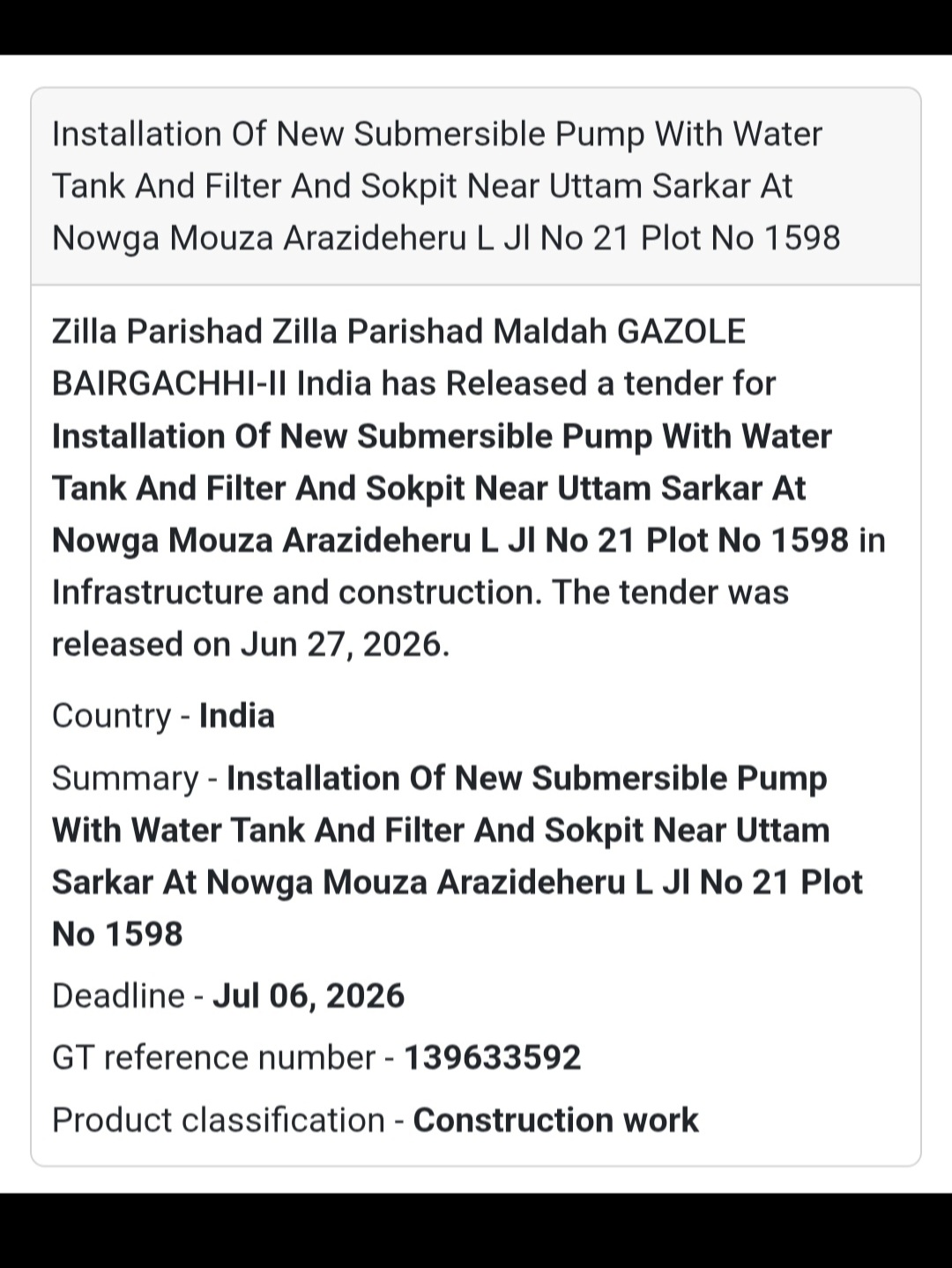 💧 Installation of New Submersible Pump with Water Tank, Filter & Sokpit | 📍Nowga, Arazideheru, Gazole, Malda