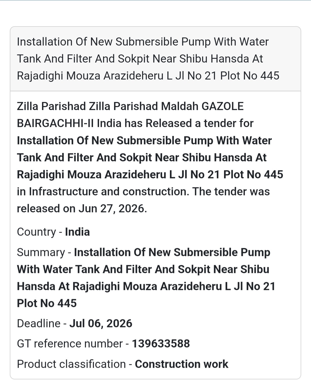 💧 Installation of New Submersible Pump with Water Tank, Filter & Sokpit | 📍Rajadighi Mouza, Gazole, Malda