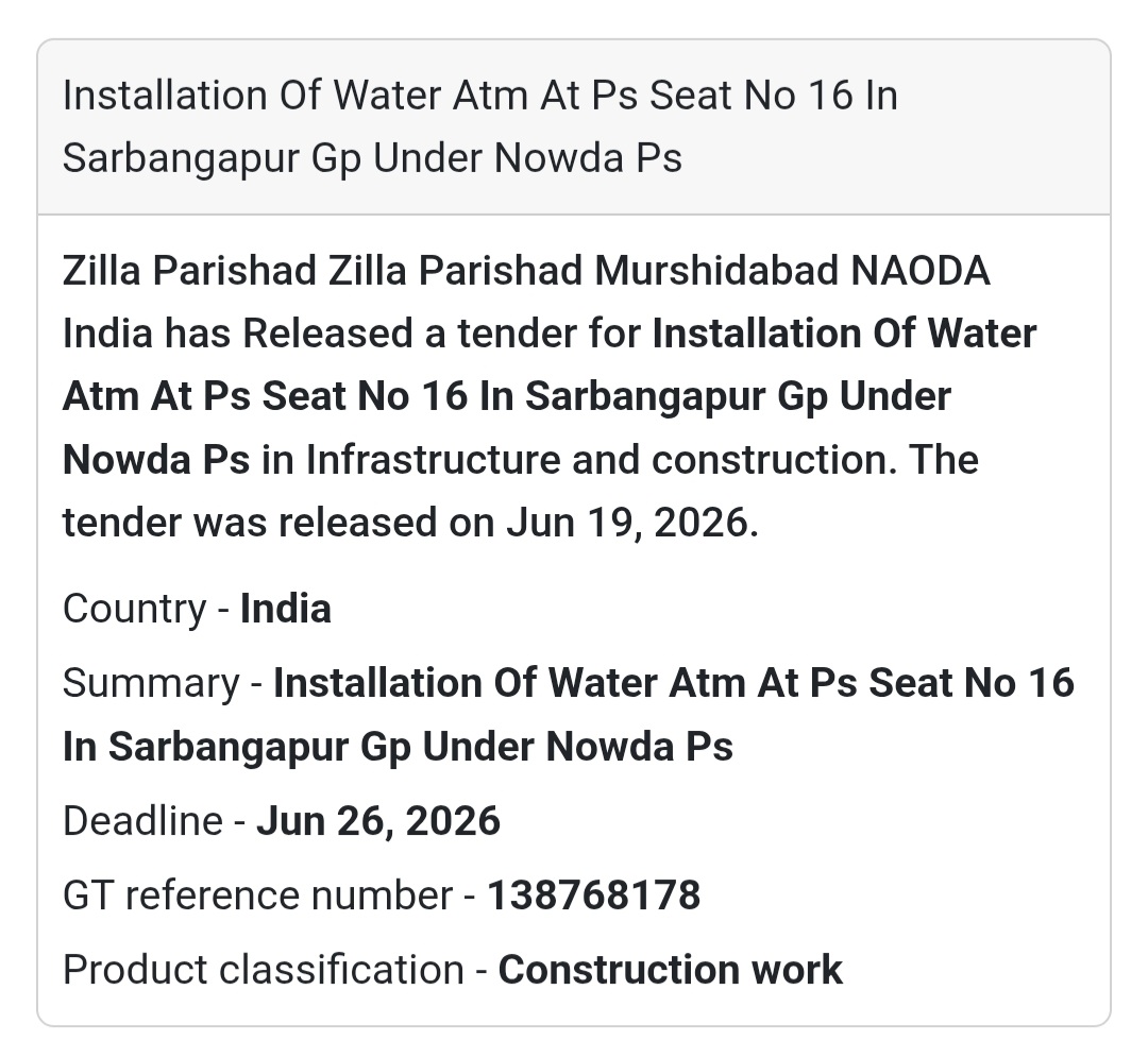 💧 Installation of Water ATM at PS Seat No. 16