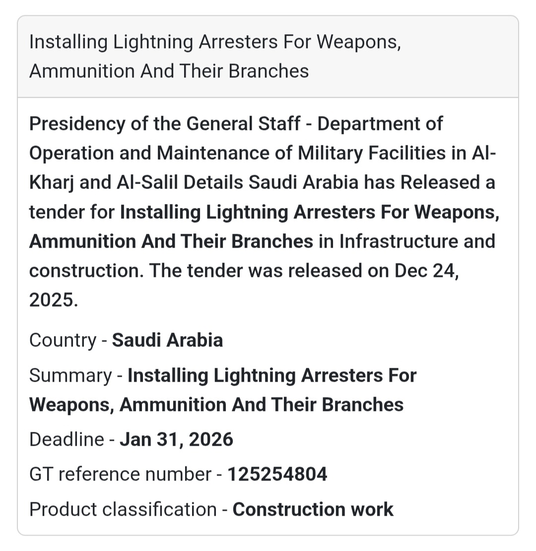 ⚡ Installing Lightning Arresters for Weapons, Ammunition & Branches 🇸🇦