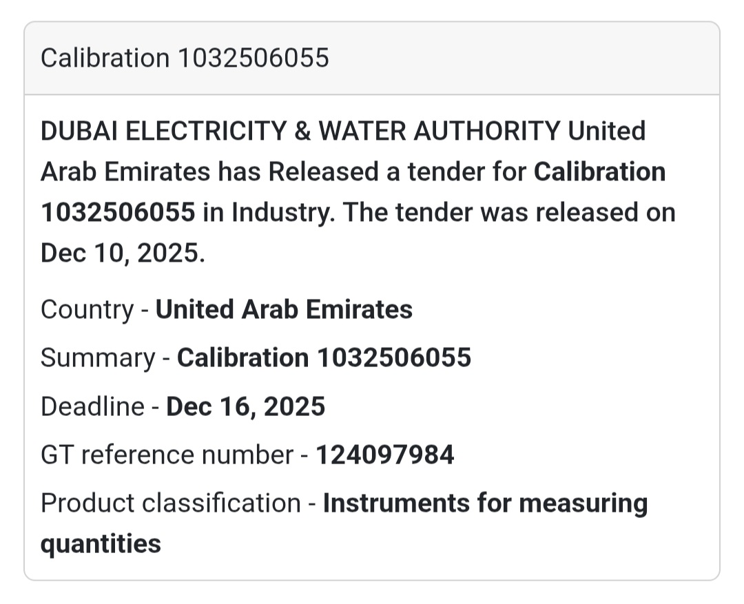 Instruments for Measuring Quantities Tender