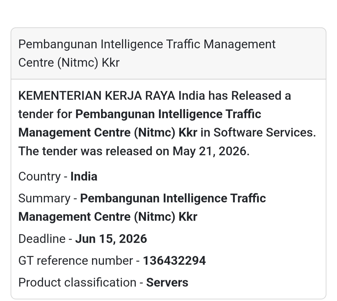 🚦 Intelligent Traffic Management Centre Tender