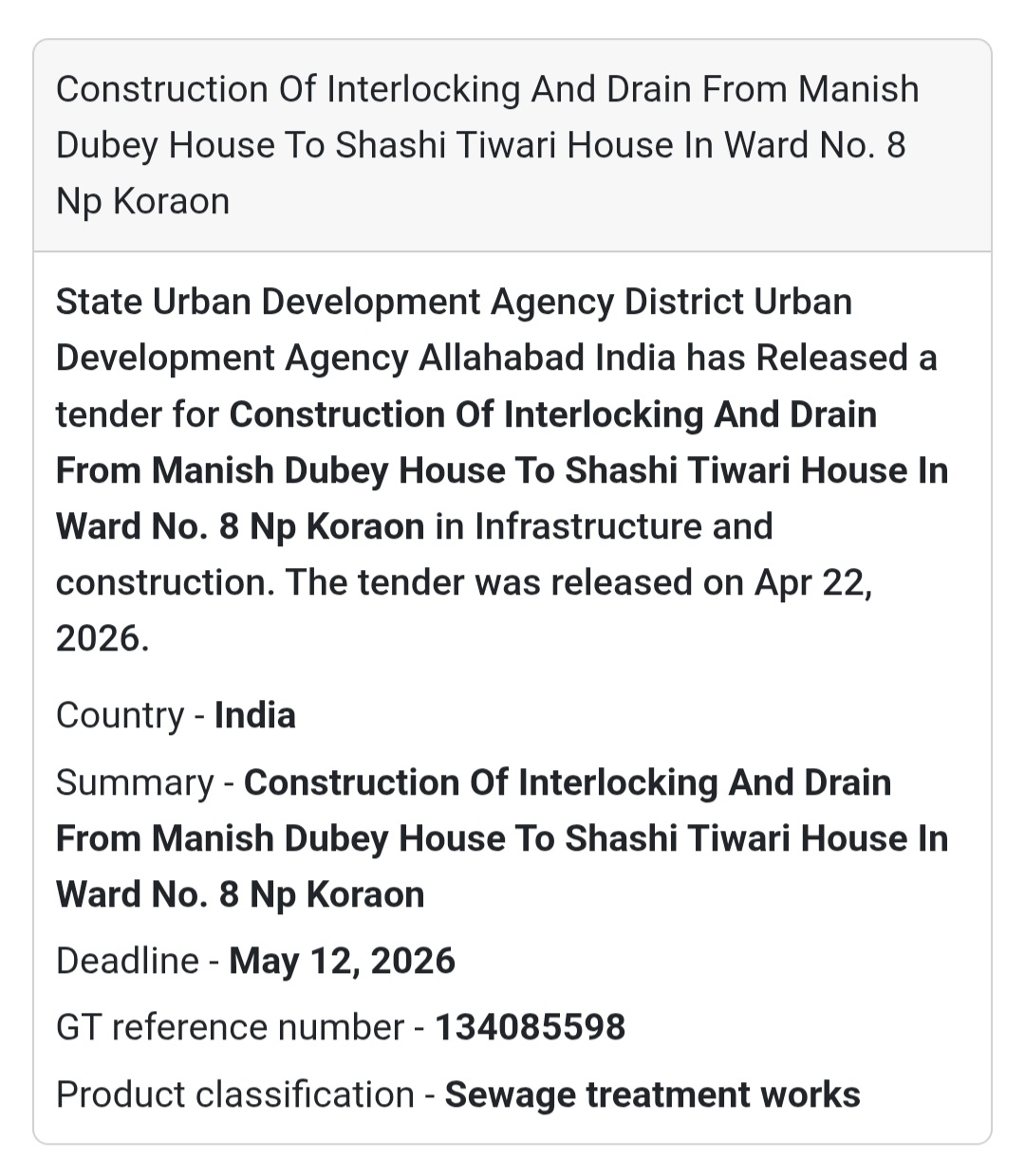 🚧 Interlocking & Drain Work – Koraon (Ward 8)