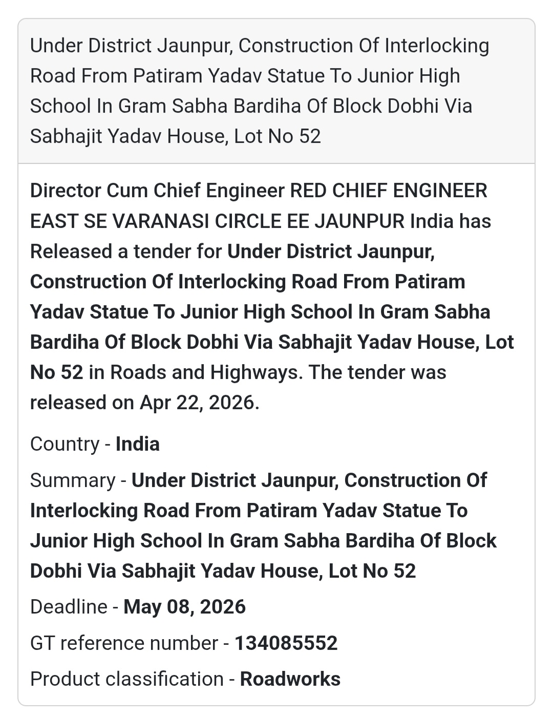 🧱 Interlocking Road – Bardihha Dobhi (Lot 52)