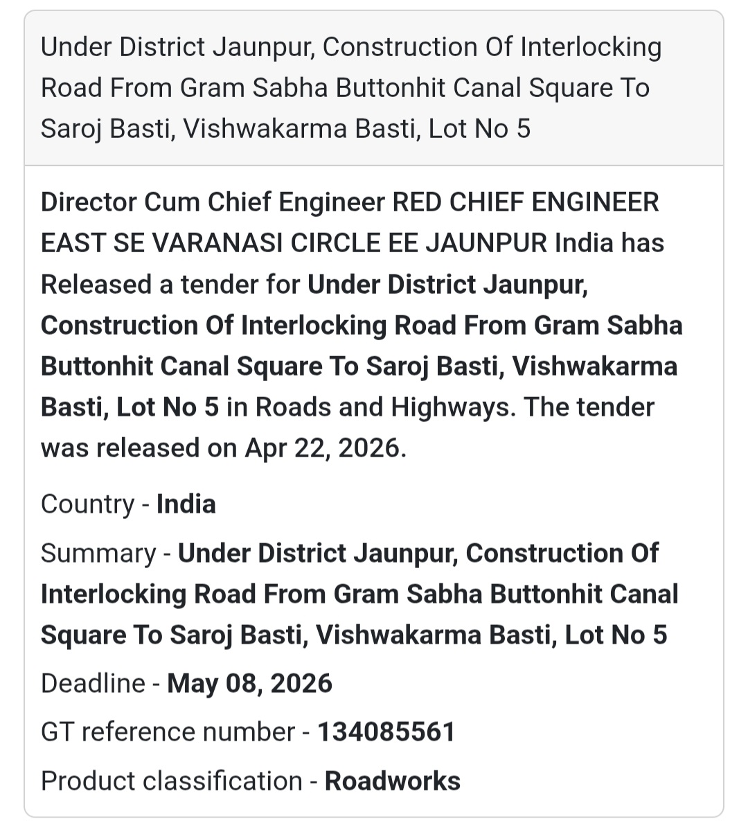 🧱 Interlocking Road – Buttonhit Saroj Basti (Lot 5)