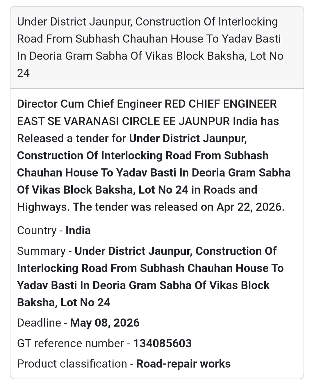 🚧 Interlocking Road – Deoria Baksha (Lot 24)