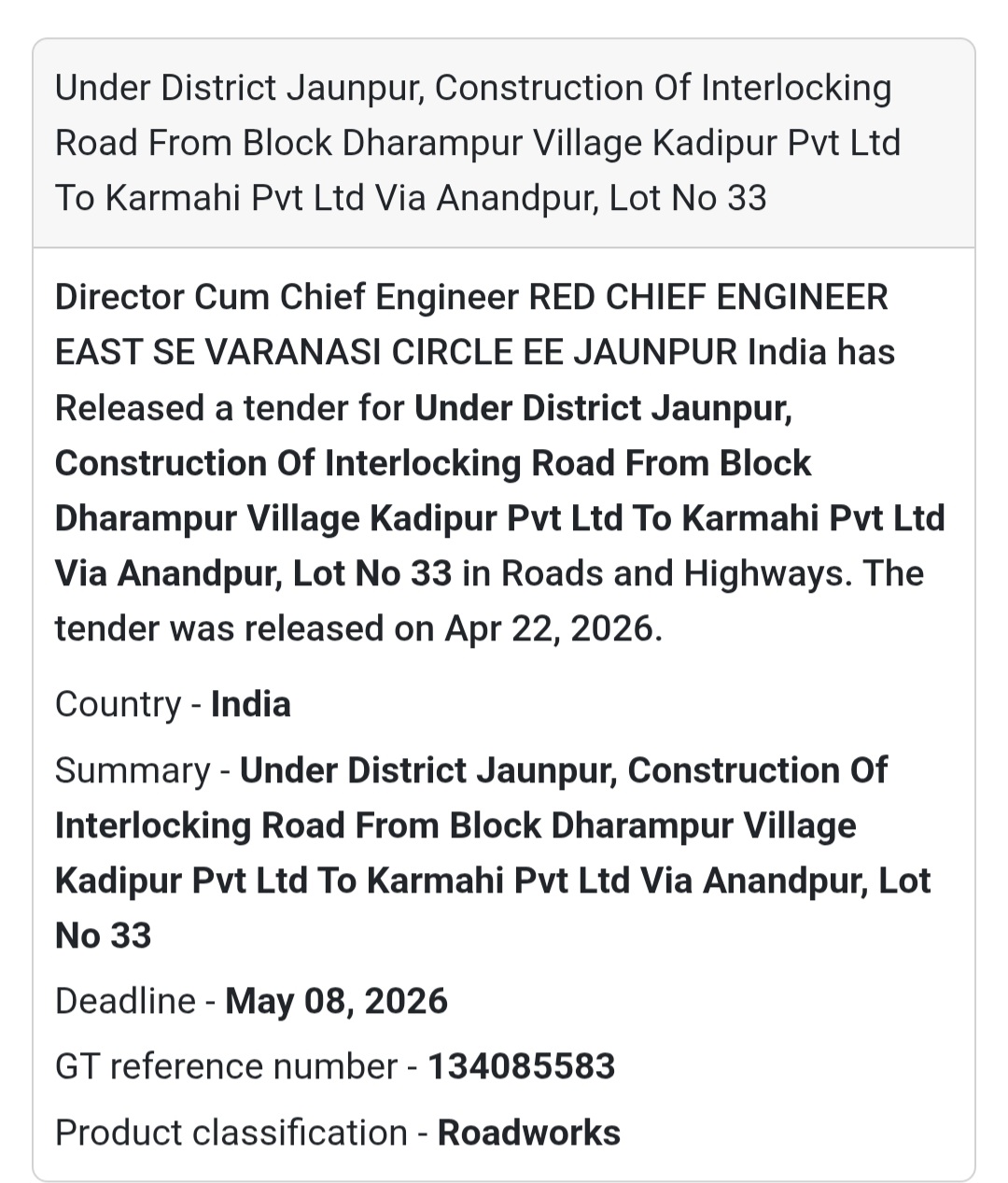 🛤️ Interlocking Road – Dharampur to Karmahi (Lot 33)