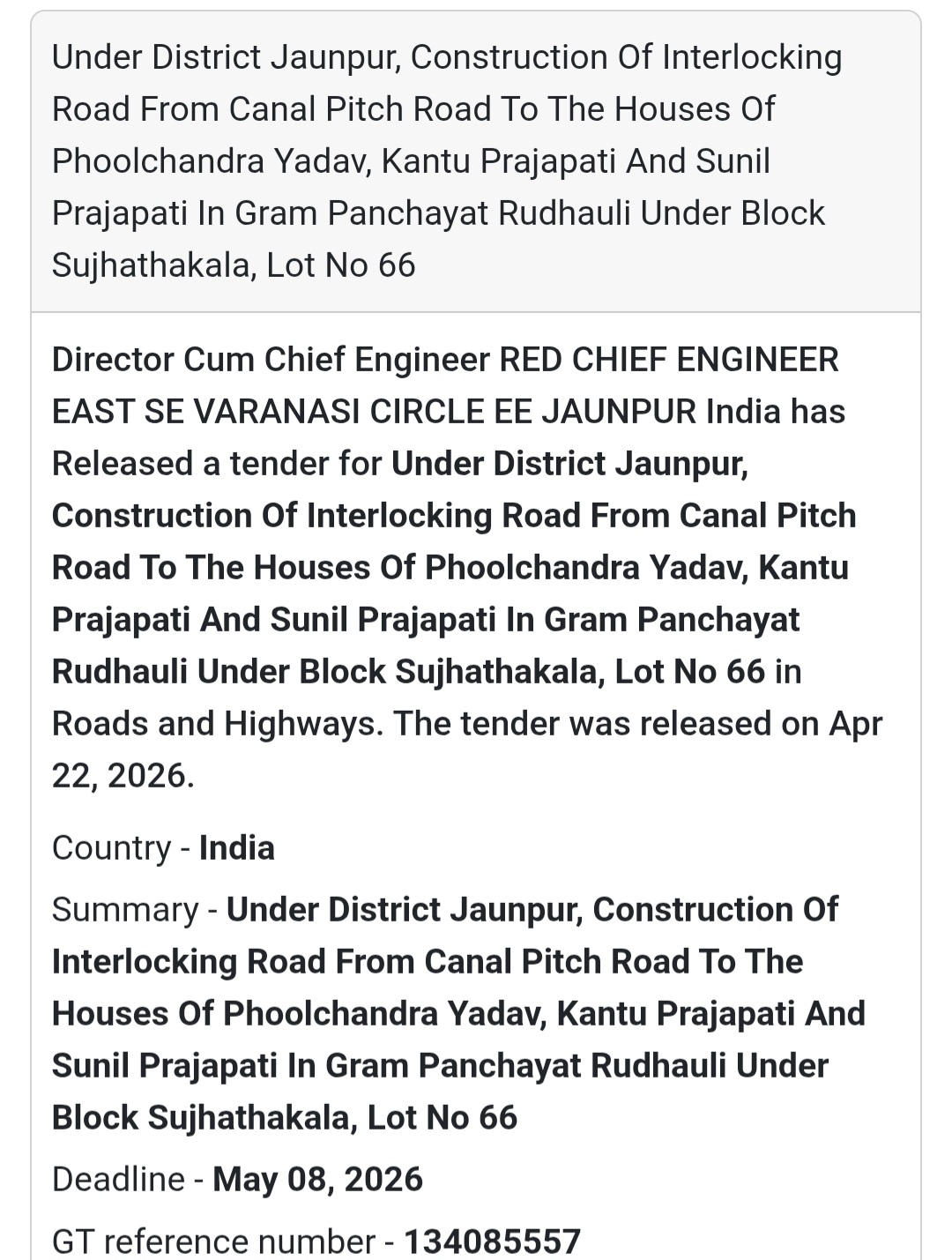 🧱 Interlocking Road – Rudhauli Sujathakala (Lot 66)