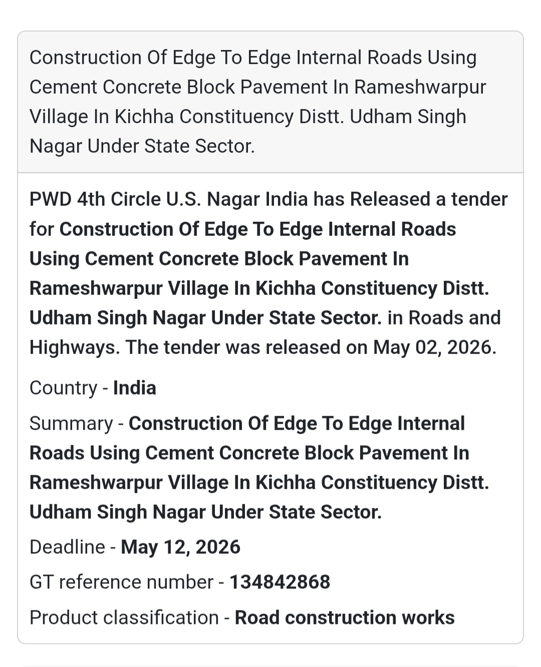 🛣️ Internal Road Construction