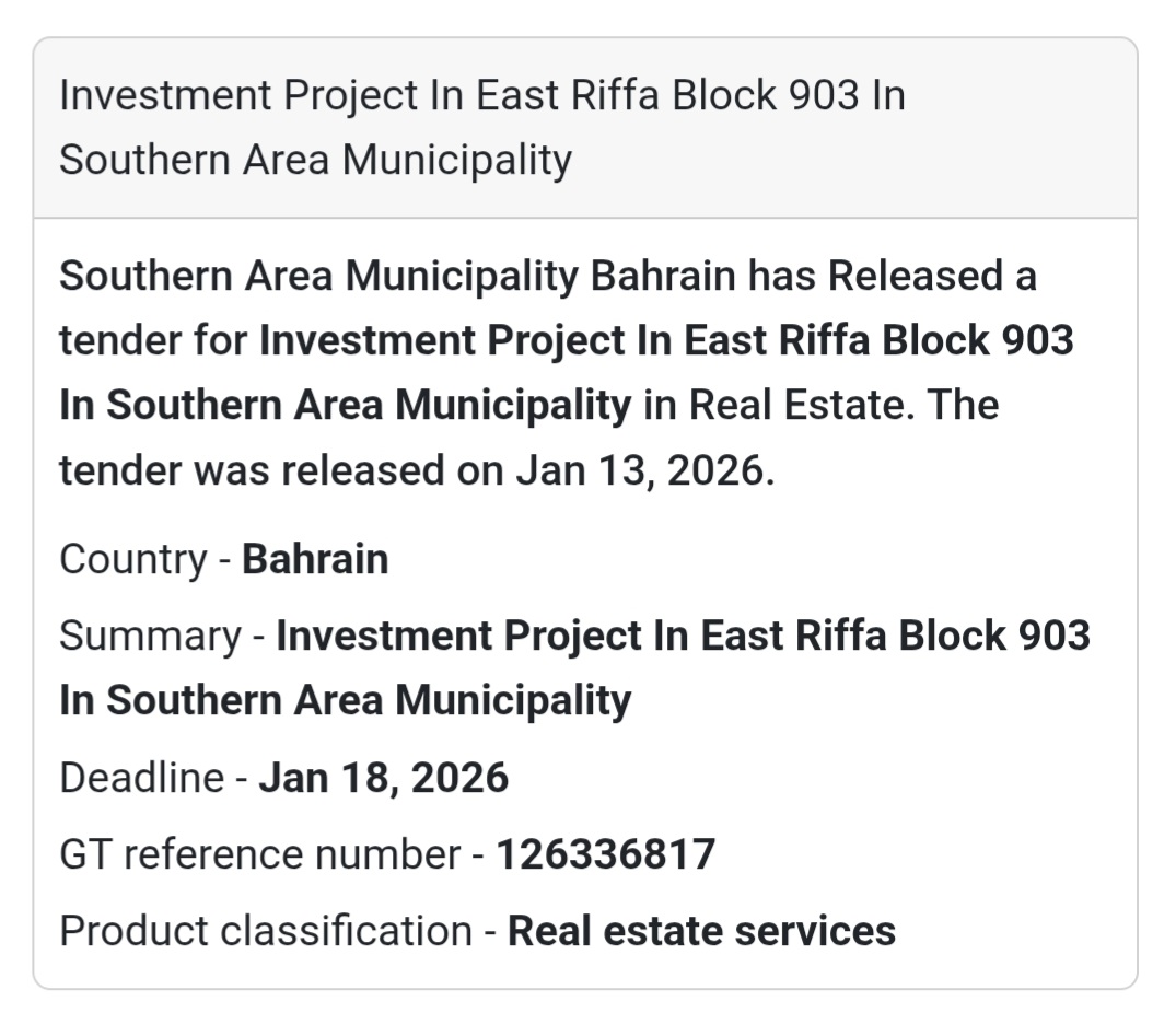 🏗️ Investment Project – East Riffa Block 903