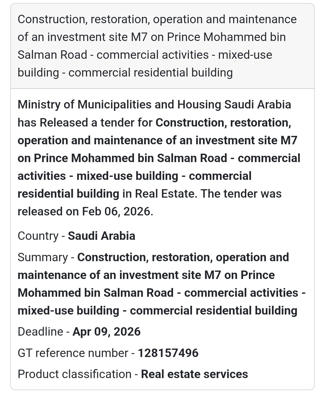 🏢 Investment Site M7 – Prince Mohammed bin Salman Rd
