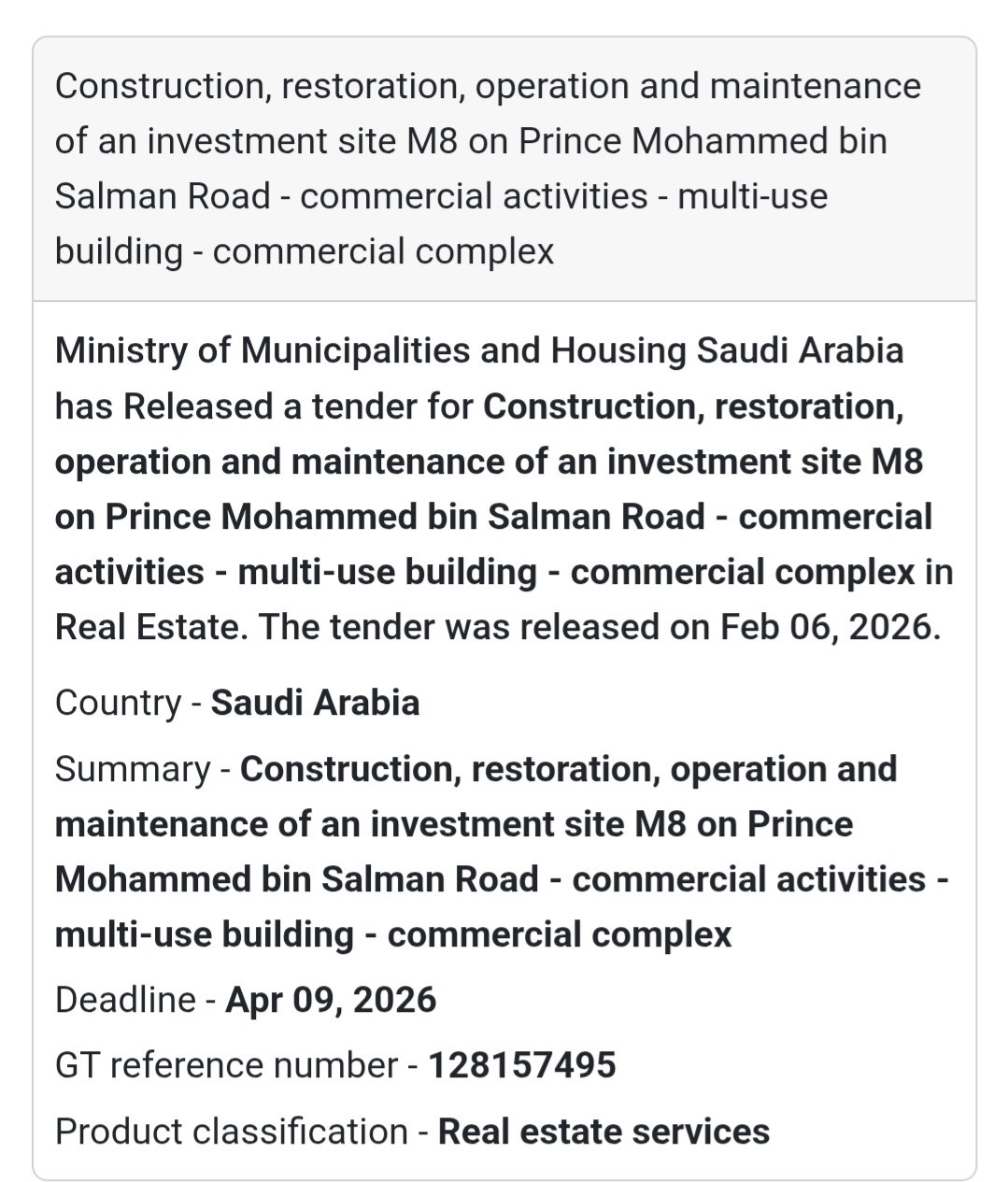 🏢 Investment Site M8 – Prince Mohammed bin Salman Rd
