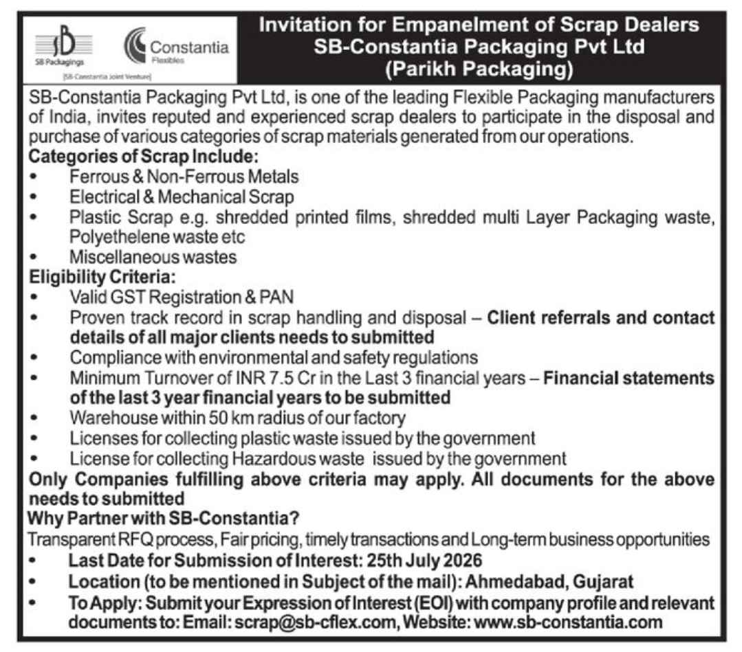 ♻️ Invitation for Empanelment – Scrap Dealers