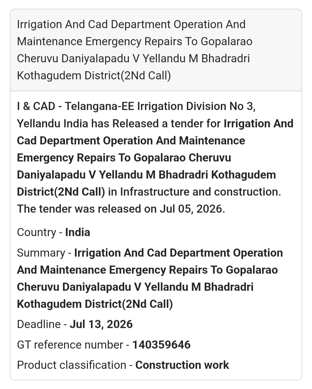 🌊 Irrigation & CAD Department Emergency Repairs to Gopalarao Cheruvu – Daniyalapadu, Yellandu, Bhadradri Kothagudem District 🚜