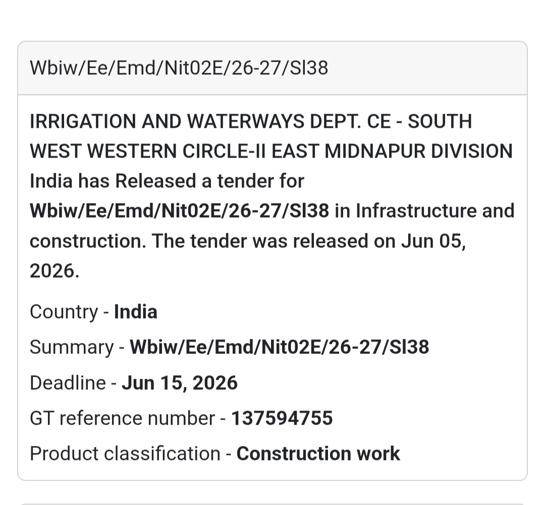 🌊 Irrigation & Waterways Department | Infrastructure Tender