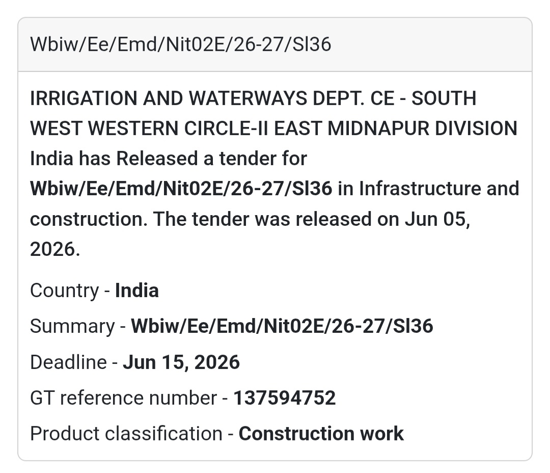 🌊 Irrigation & Waterways Department | Infrastructure Tender