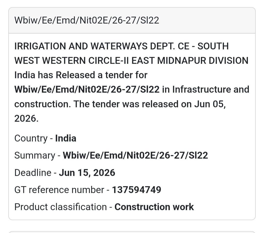 🌊 Irrigation & Waterways Department | Infrastructure Tender