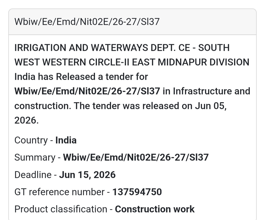 🌊 Irrigation & Waterways Department | Infrastructure Tender