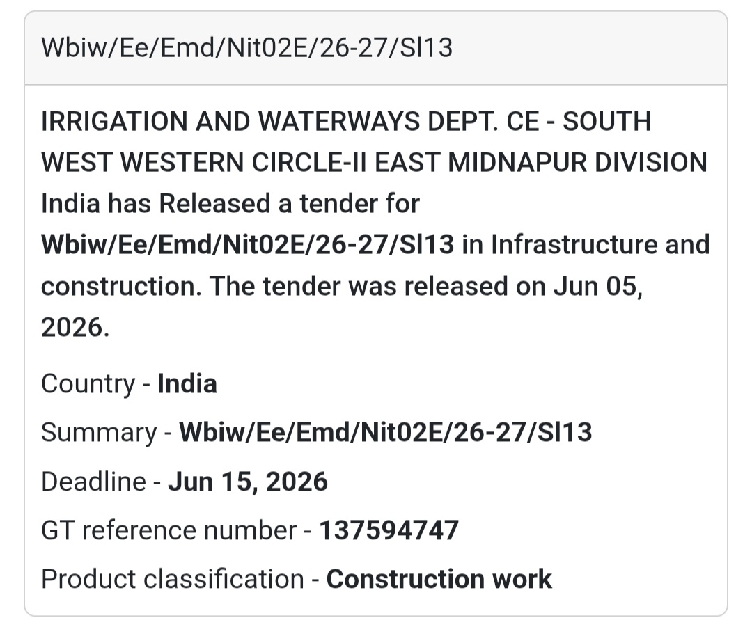 🌊 Irrigation & Waterways Department | Infrastructure Tender