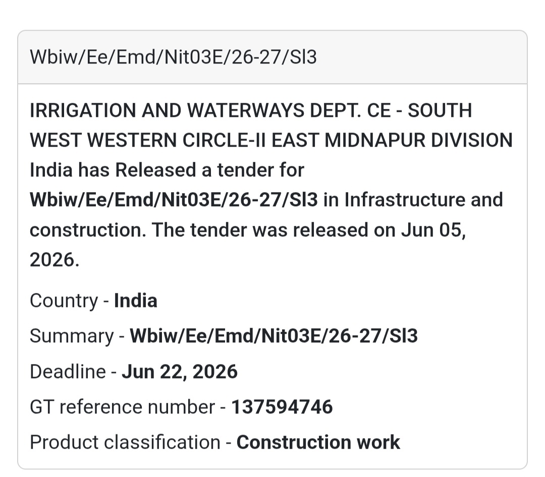 🌊 Irrigation & Waterways Department | Infrastructure Tender