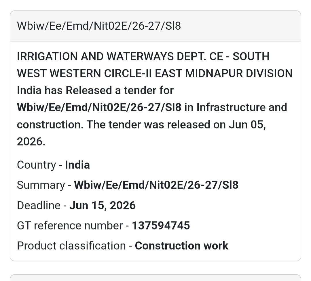 🌊 Irrigation & Waterways Department | Infrastructure Tender