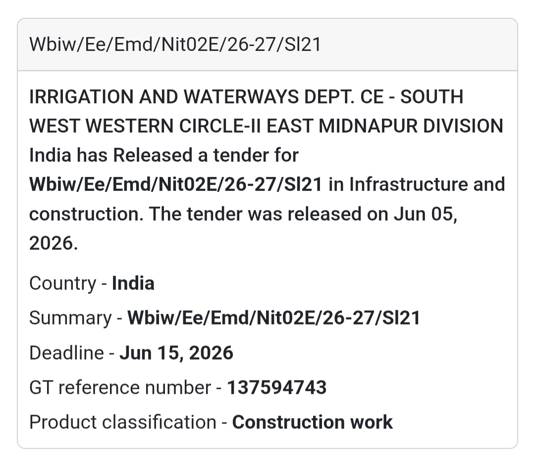 🌊 Irrigation & Waterways Department | Infrastructure Tender