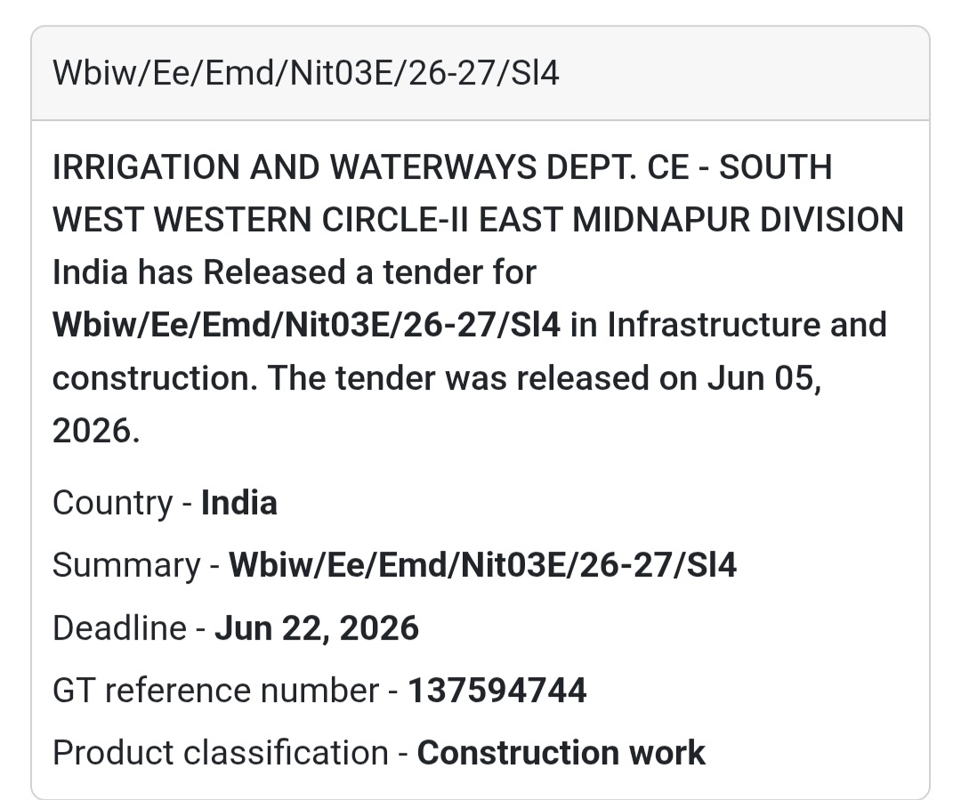 🌊 Irrigation & Waterways Department | Infrastructure Tender
