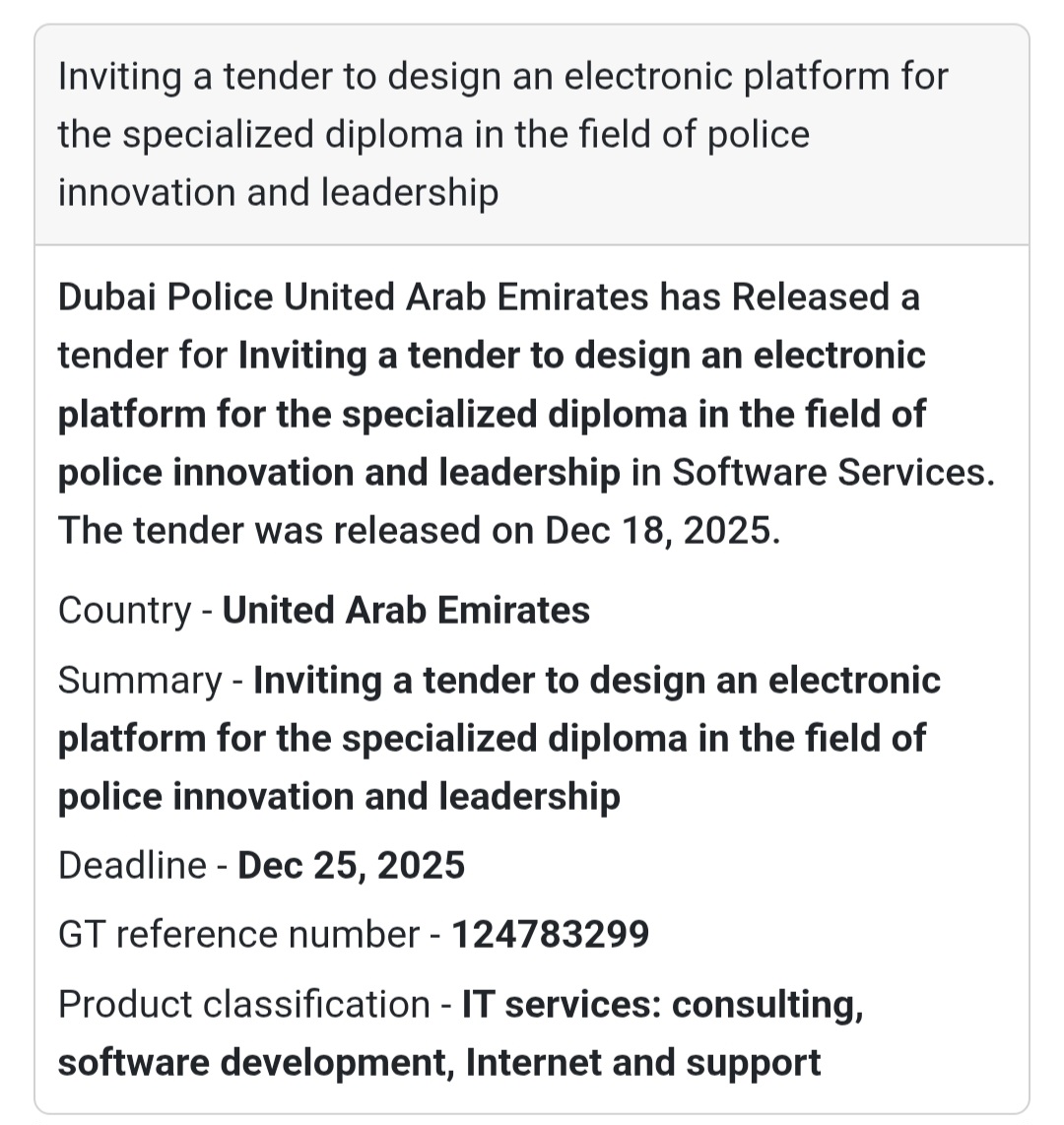 🔔 IT Services Tender | United Arab Emirates 🇦🇪