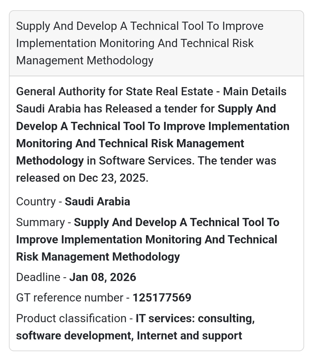 💻 IT & Software Services Tender – Saudi Arabia 🇸🇦
