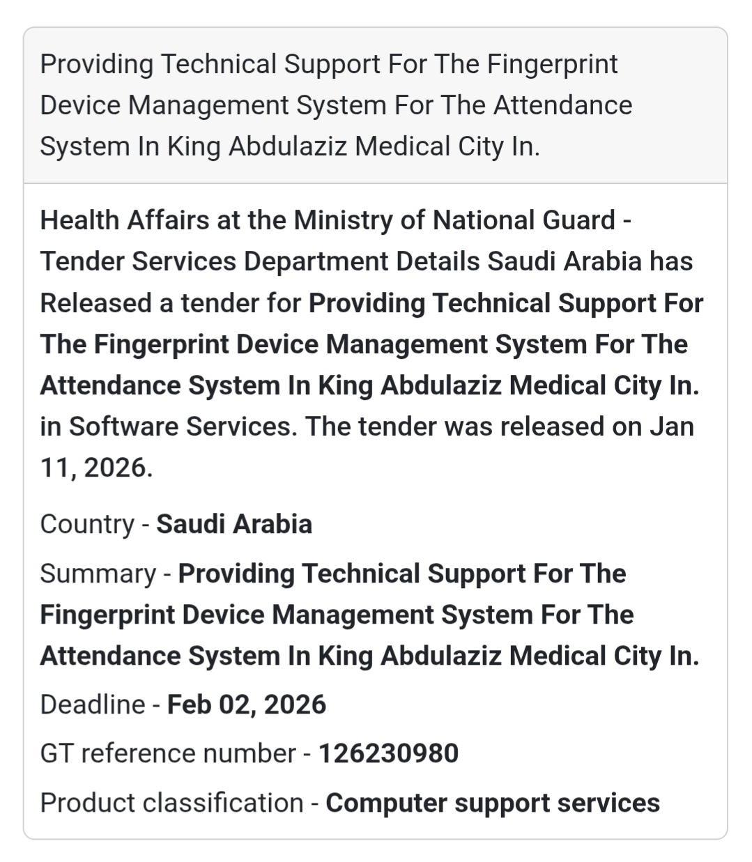 🖥️ IT SUPPORT SERVICES – BIOMETRIC SYSTEM