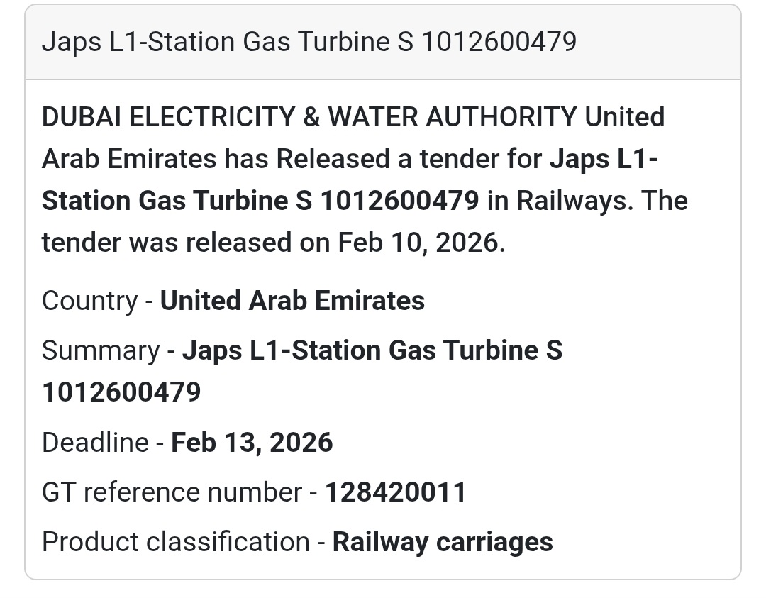 🚄 JAPS L1-Station Gas Turbine – UAE