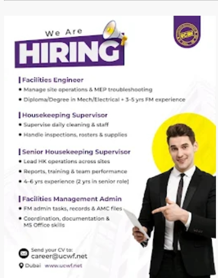 🚨 Job Alert: Facilities Management & Housekeeping Careers in Dubai – UCWF is Hiring!