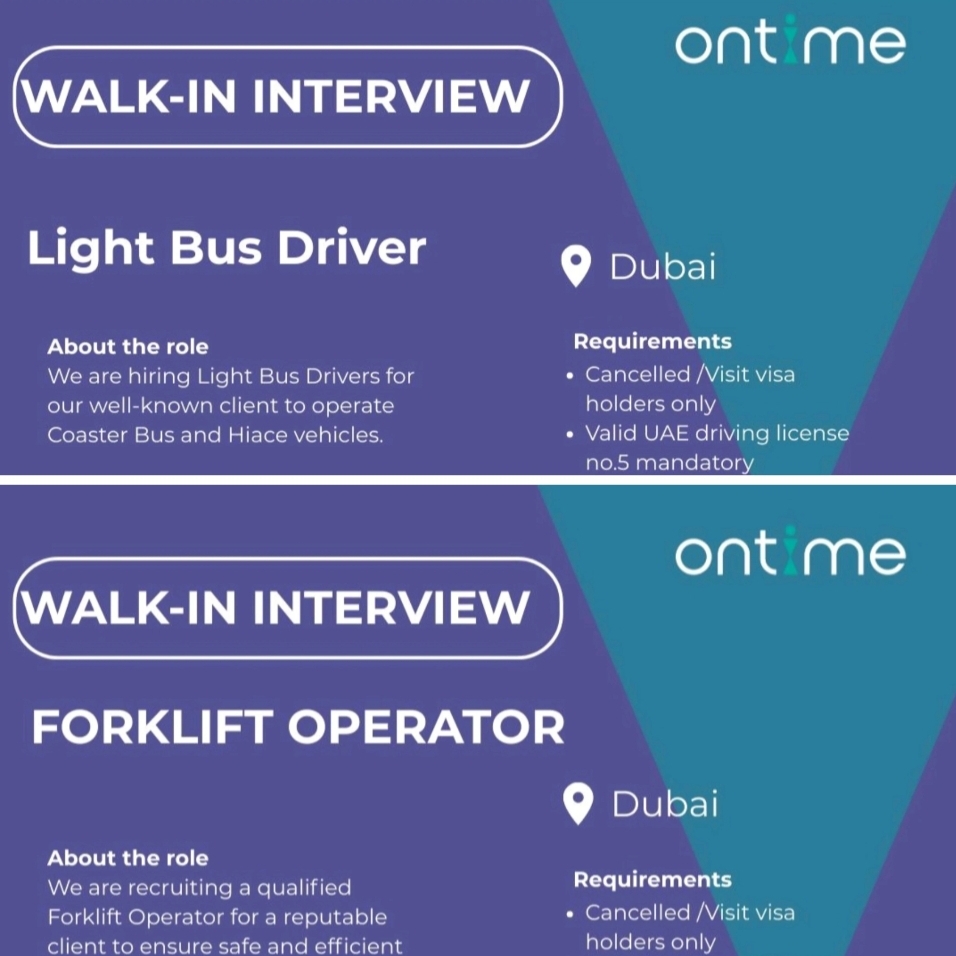 🚍 Job Alert: Walk-In Interview in Dubai! 🇦🇪