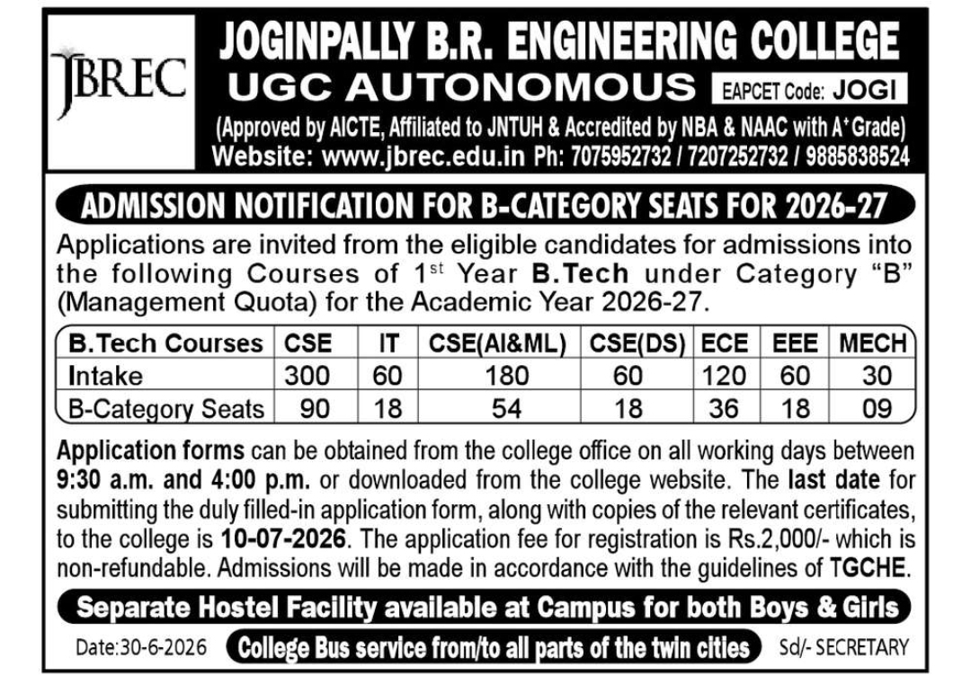 🎓 JOGINPALLY B.R. ENGINEERING COLLEGE
