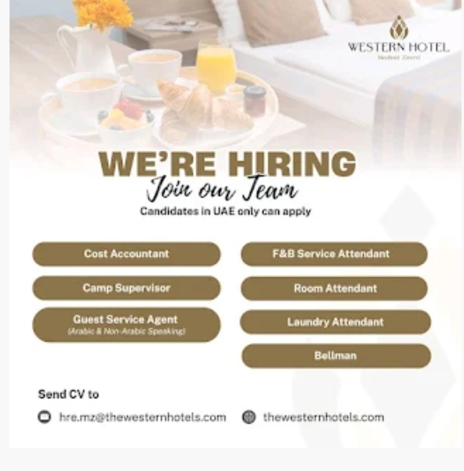 🏨 Join the Western Hotel Team in Medinat Zayed, UAE! 🇦🇪