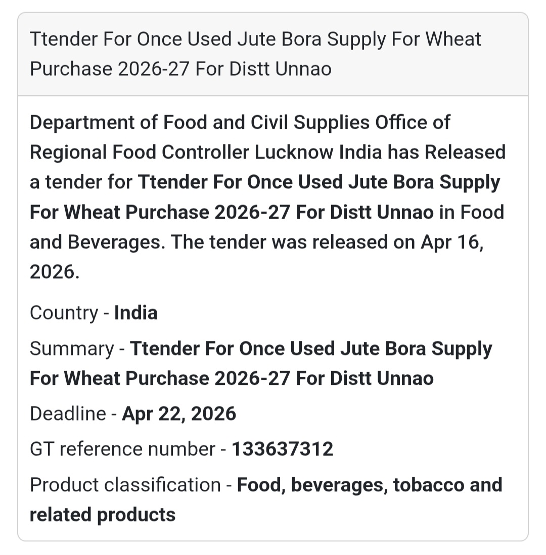 🌾 Jute Bora Supply Tender – Unnao