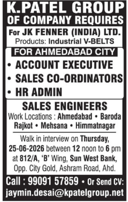 💼 K. Patel Group – Multiple Vacancies